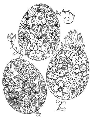 Ilkbahar boyama sayfası,  coloring page, Çiçek desenli Paskalya yumurtaları., 