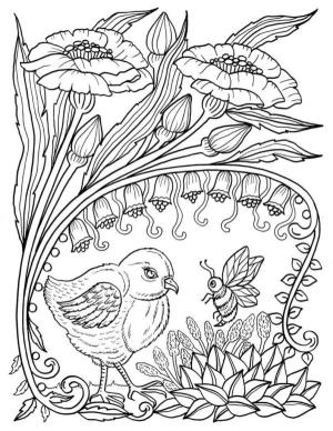 Ilkbahar boyama sayfası,  coloring page, Arı kuşla tanıştı, 