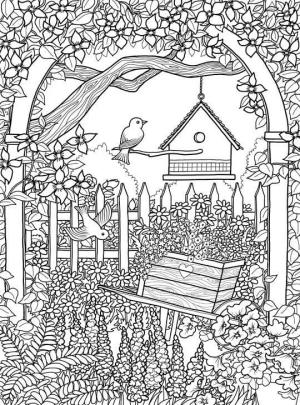 Ilkbahar boyama sayfası,  coloring page, Özellikle göçmen kuşlar için kuş yuvası, 