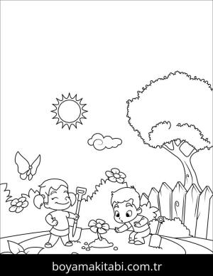 Ilkbahar boyama sayfası – yaratıcılık, eğlenceli etkinlik