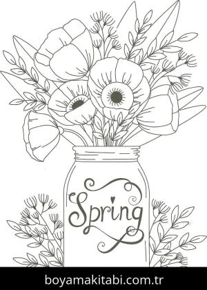 Ilkbahar boyama sayfası – el becerilerini geliştirir, boyama çalışması