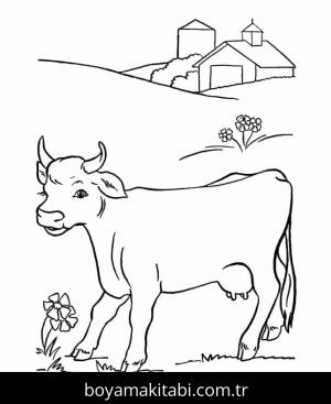 Inek boyama sayfası – sanatsal çalışma, çocuklar için