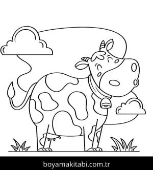 Inek boyama sayfası – el becerilerini geliştirir, boyama çalışması