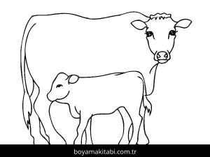 Inek boyama sayfası – boyama etkinliği, çocuk aktivitesi