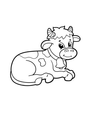 Inek boyama sayfası,  coloring page, Yatarak Inek, 