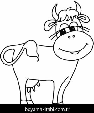 Inek boyama sayfası – boyama etkinliği, çocuk aktivitesi