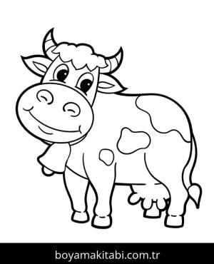 Inek boyama sayfası – el becerilerini geliştirir, boyama çalışması