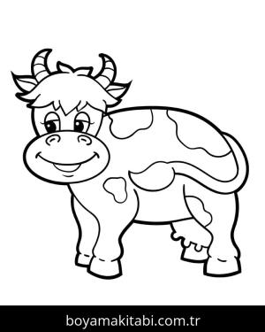 Inek boyama sayfası – renkli çizimler, okul öncesi