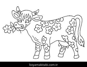 Inek boyama sayfası – basit çizim, kolay boyama