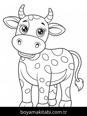 Inek boyama sayfası – kolay boyama, eğitici aktivite
