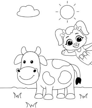 Inek boyama sayfası,  coloring page, İnek ile Yakut, 