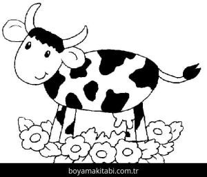 Inek boyama sayfası – çocuk aktivitesi, PDF indir