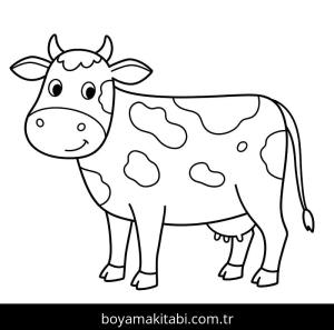 Inek boyama sayfası – renkli çizimler, okul öncesi