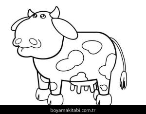 Inek boyama sayfası – basit çizim, kolay boyama