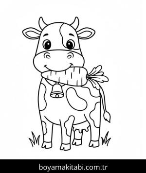 Inek boyama sayfası – eğlenceli etkinlik, el becerilerini geliştirir