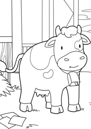 Inek boyama sayfası,  coloring page, Çiftlikte Sevimli Inek, 