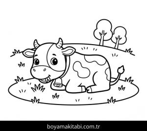 Inek boyama sayfası – evde etkinlik, ücretsiz yazdır