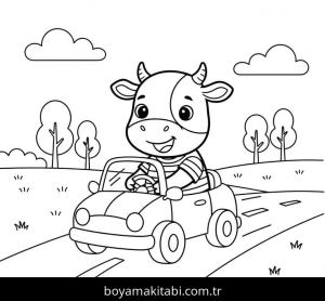 Inek boyama sayfası – kolay boyama, eğitici aktivite