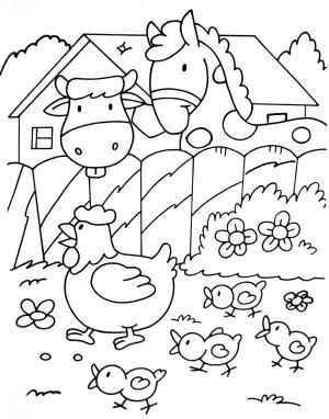 Inek boyama sayfası,  coloring page, Tavuklar ile Inekler ve Atlar, 