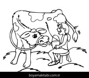 Inek boyama sayfası – sanatsal çalışma, çocuklar için