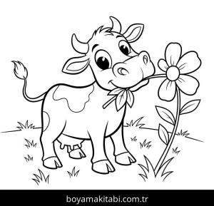 Inek boyama sayfası – boyama etkinliği, çocuk aktivitesi