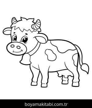 Inek boyama sayfası – PDF indir, sevimli karakter