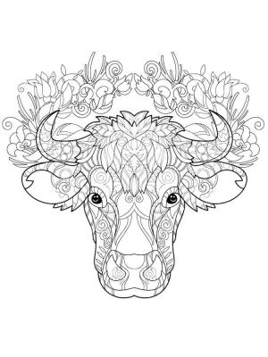 Inek boyama sayfası,  coloring page, İnek Başı Yetişkinler Içindir, 