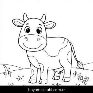 Inek boyama sayfası – çocuklar için, çizgi film temalı