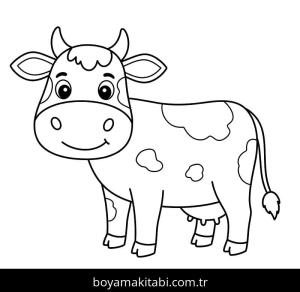 Inek boyama sayfası – eğlenceli etkinlik, el becerilerini geliştirir