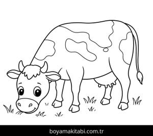 Inek boyama sayfası – basit çizim, kolay boyama