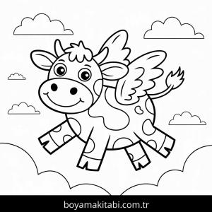 İnekler boyama sayfası – PDF indir, sevimli karakter