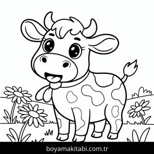 İnekler boyama sayfası – çizgi film temalı, basit çizim