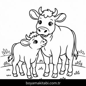 İnekler boyama sayfası – kolay boyama, eğitici aktivite