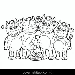 İnekler boyama sayfası – çocuklar için, çizgi film temalı