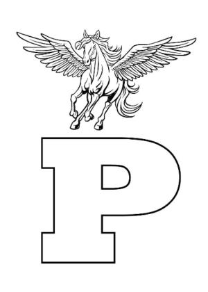 İngilizce Alfabe ve Harfler boyama sayfası,  coloring page, Pegasus için P Harfi, 