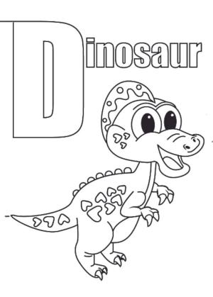 İngilizce Alfabe ve Harfler boyama sayfası,  coloring page, Dinozor D Harfi, 