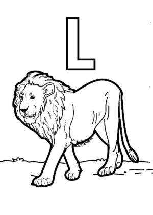 İngilizce Alfabe ve Harfler boyama sayfası,  coloring page, Aslan için L harfi, 