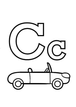 İngilizce Alfabe ve Harfler boyama sayfası,  coloring page, Letter C for Car, 