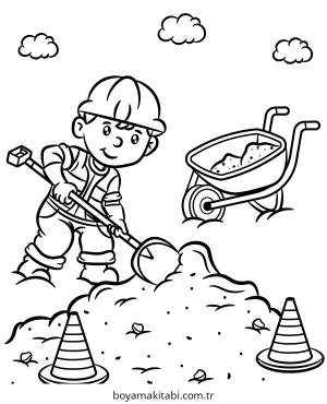 İnşaat İşçisi boyama sayfası – çocuk aktivitesi, PDF indir