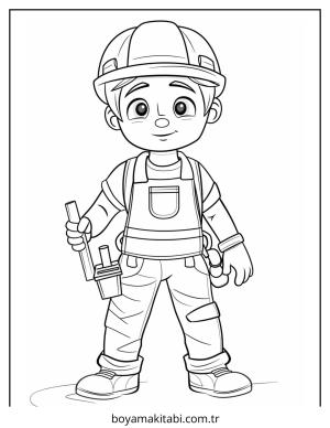 İnşaat İşçisi boyama sayfası – boyama etkinliği, çocuk aktivitesi