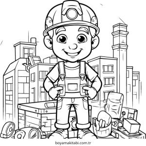 İnşaat İşçisi boyama sayfası – boyama çalışması, yaratıcılığı geliştirir
