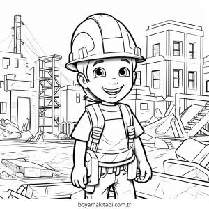 İnşaat İşçisi boyama sayfası – boyama etkinliği, çocuk aktivitesi