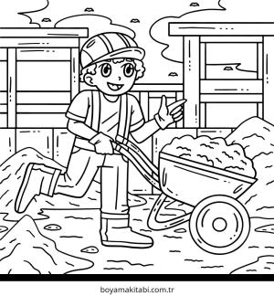 İnşaat İşçisi boyama sayfası – sevimli karakter, sanatsal çalışma