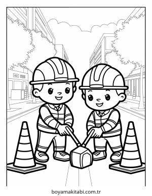 İnşaat İşçisi Boyama Sayfaları