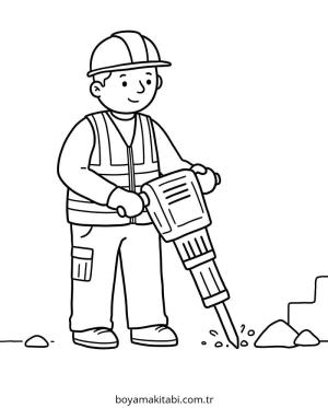 İnşaat İşçisi boyama sayfası – keyifli zaman, renkli çizimler