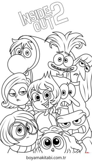 Inside Out boyama sayfası – sanatsal çalışma, çocuklar için