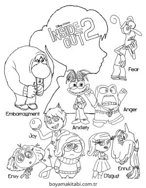 Inside Out boyama sayfası – kolay boyama, eğitici aktivite