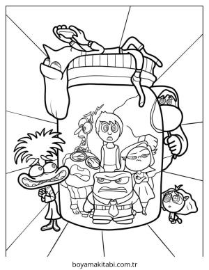 Inside Out boyama sayfası – çocuklar için, çizgi film temalı