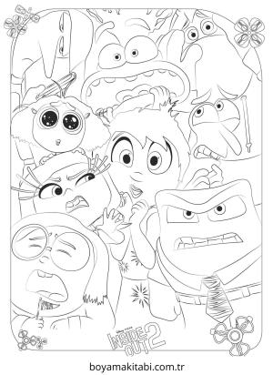 Inside Out boyama sayfası – keyifli zaman, renkli çizimler