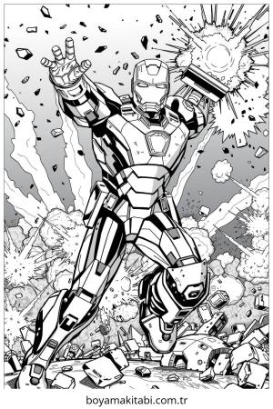 Iron Man boyama sayfası – PDF indir, sevimli karakter